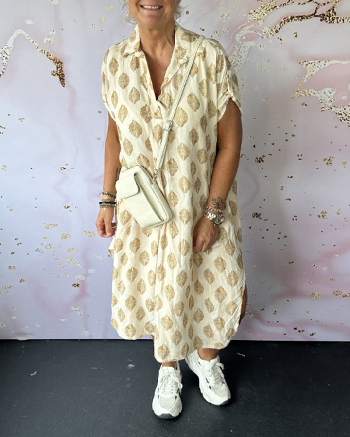 Liora™ | Robe Loose avec Col Revers et Manches Courtes