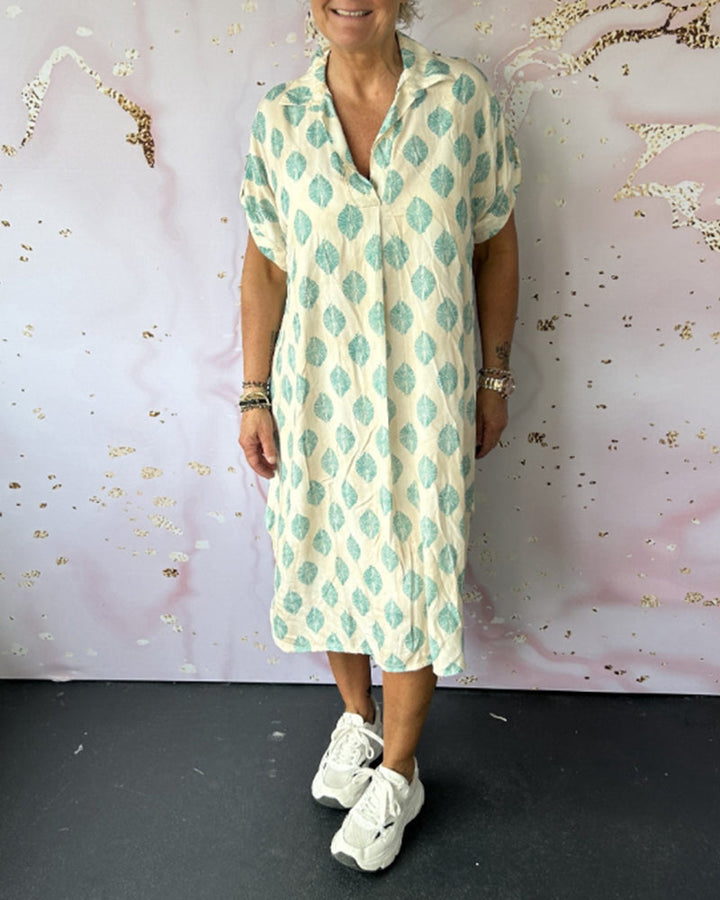 Liora™ | Robe Loose avec Col Revers et Manches Courtes