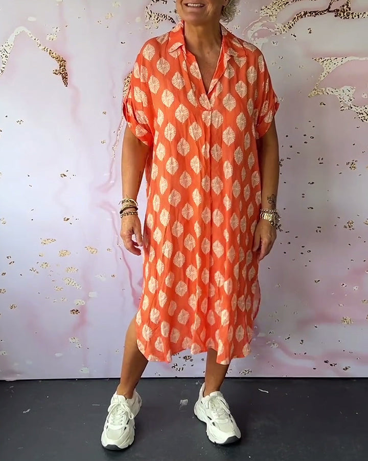 Liora™ | Robe Loose avec Col Revers et Manches Courtes