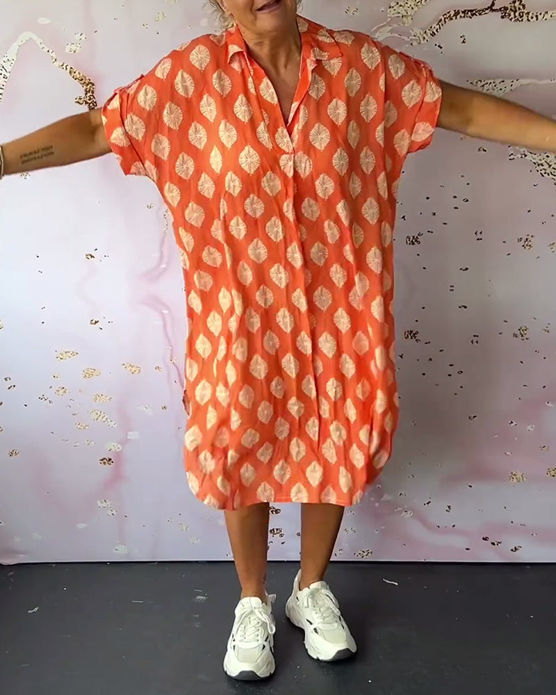 Liora™ | Robe Loose avec Col Revers et Manches Courtes