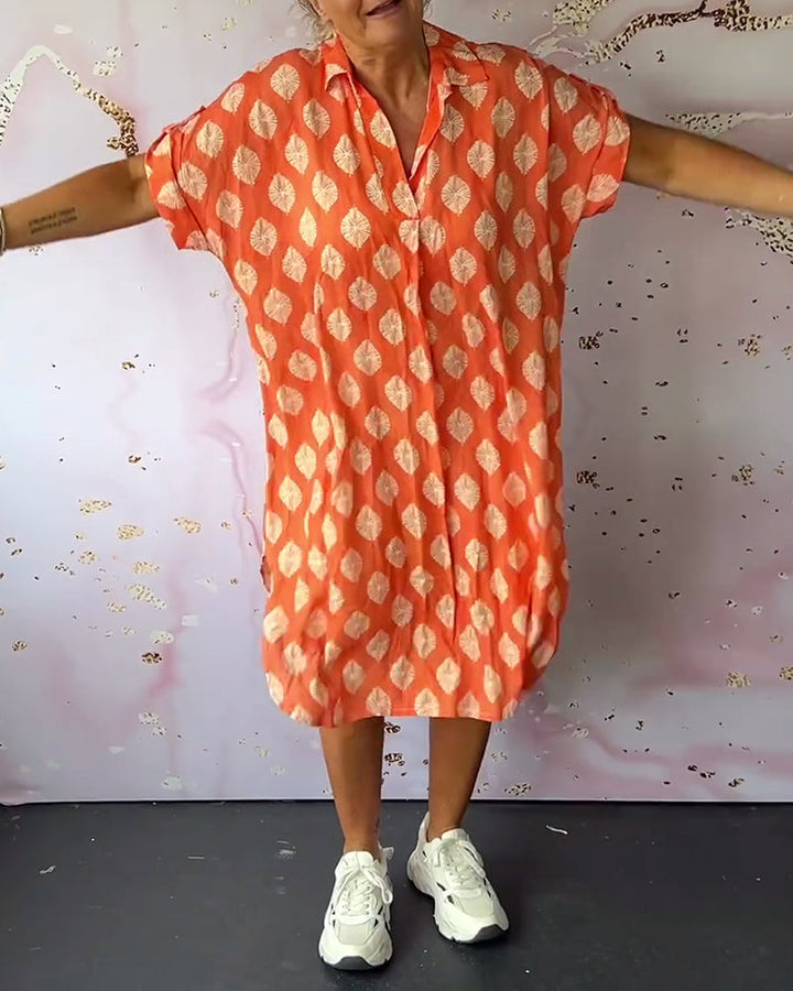 Liora™ | Robe Loose avec Col Revers et Manches Courtes